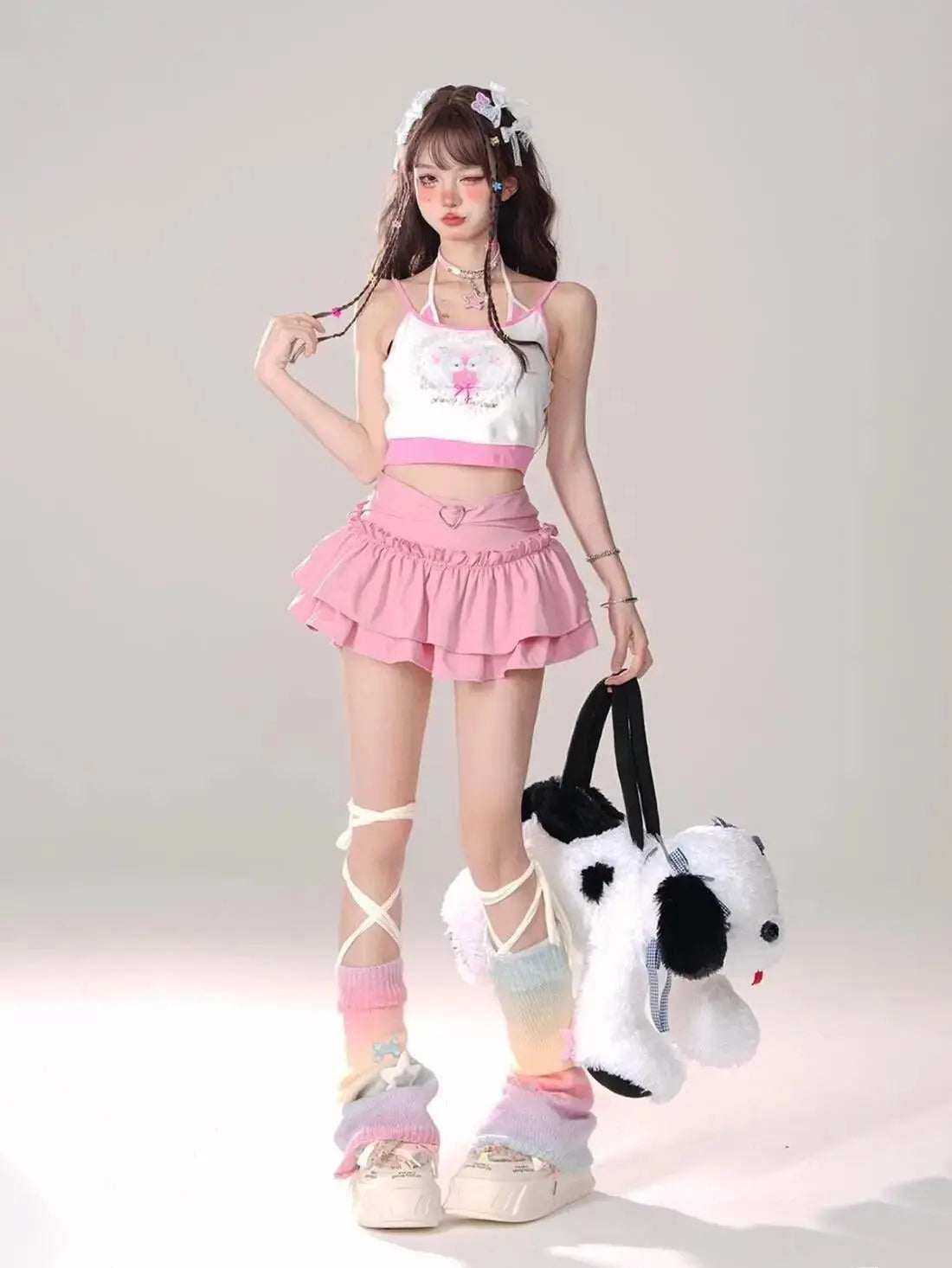 Kawaii Mini Skirt Black Pink Women's Skirt Fairycore Lolita Ruffle Pleated Skirt Cute Miniskirt Y2k Clothes Safety Short 2025 - Tophatter Daily Deals