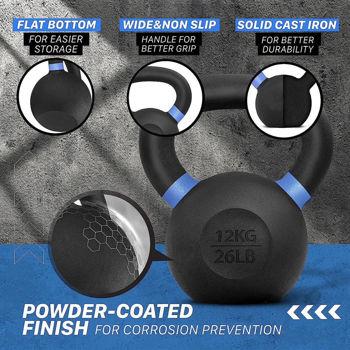 Kettlebell Sets UK - Kettlebells Cast Iron Weights Fitness Exercise Home Gym Workout Training 6-16kg Exercise & Fitness - Tophatter Daily Deals