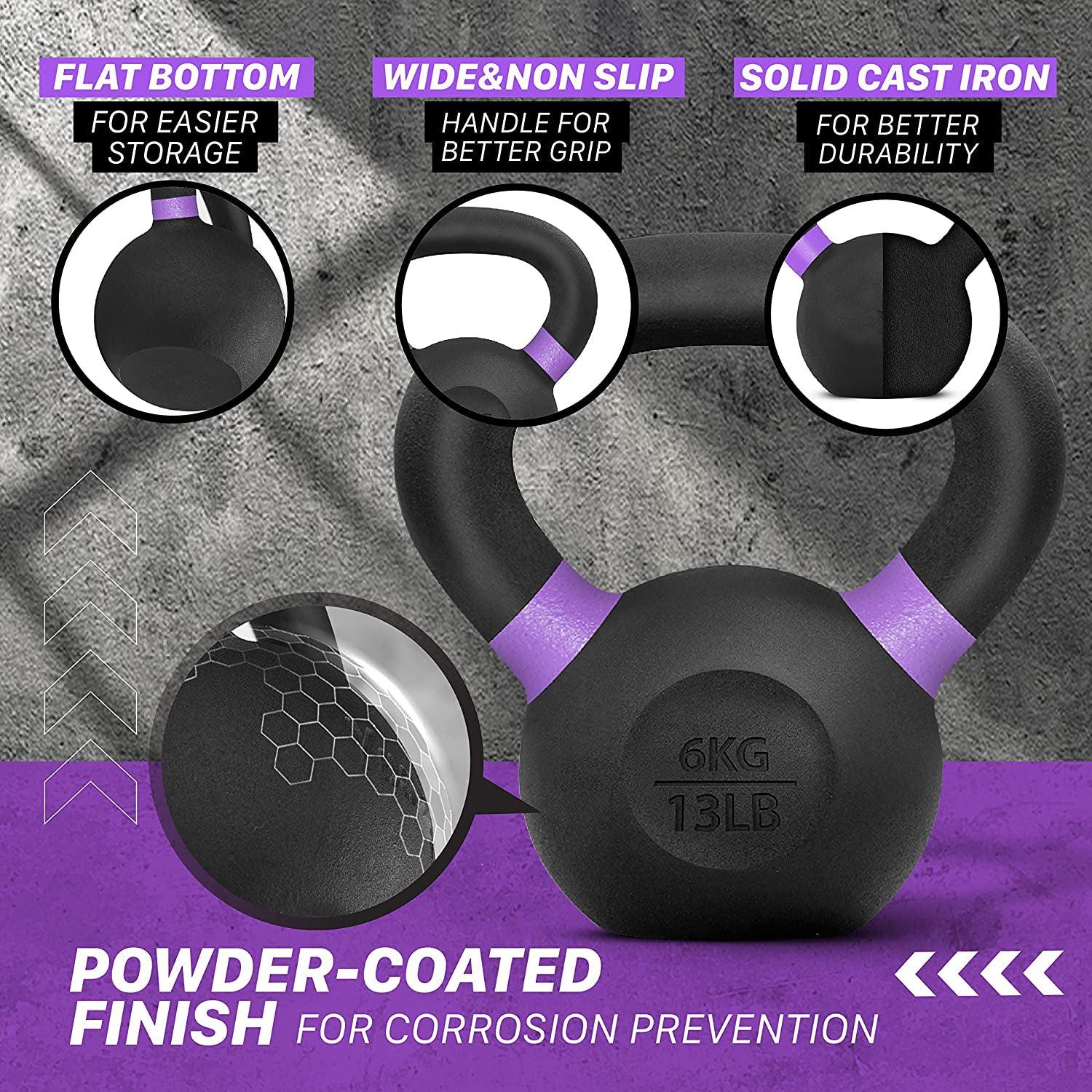 Kettlebell Sets UK - Kettlebells Cast Iron Weights Fitness Exercise Home Gym Workout Training 6-16kg Exercise & Fitness - Tophatter Daily Deals