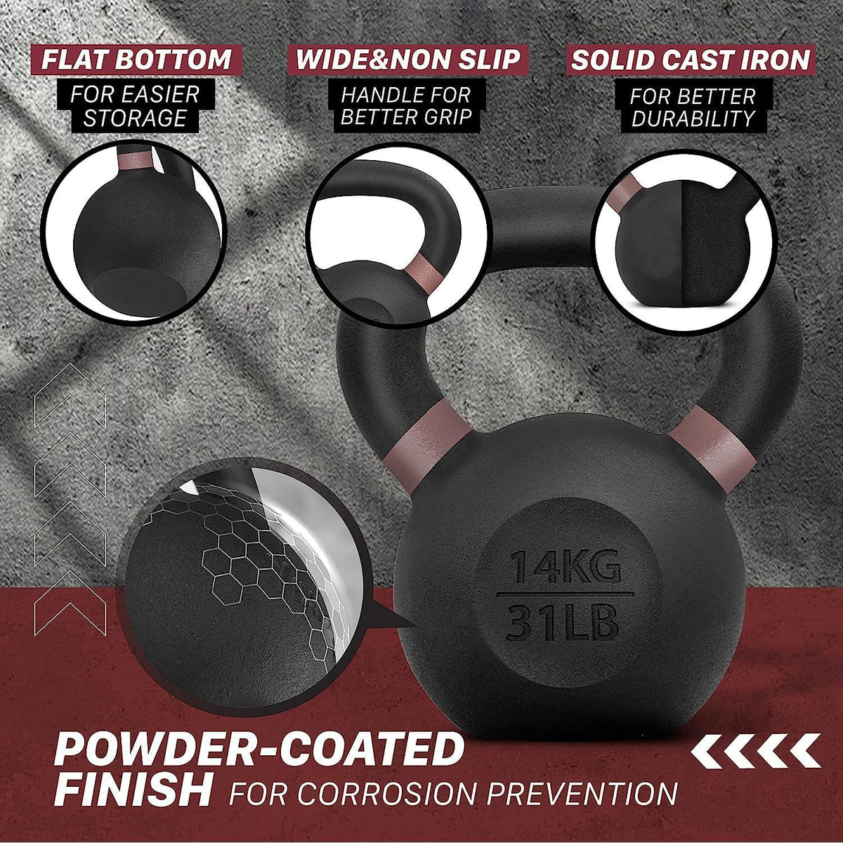 Kettlebell Sets UK - Kettlebells Cast Iron Weights Fitness Exercise Home Gym Workout Training 6-16kg Exercise & Fitness - Tophatter Daily Deals