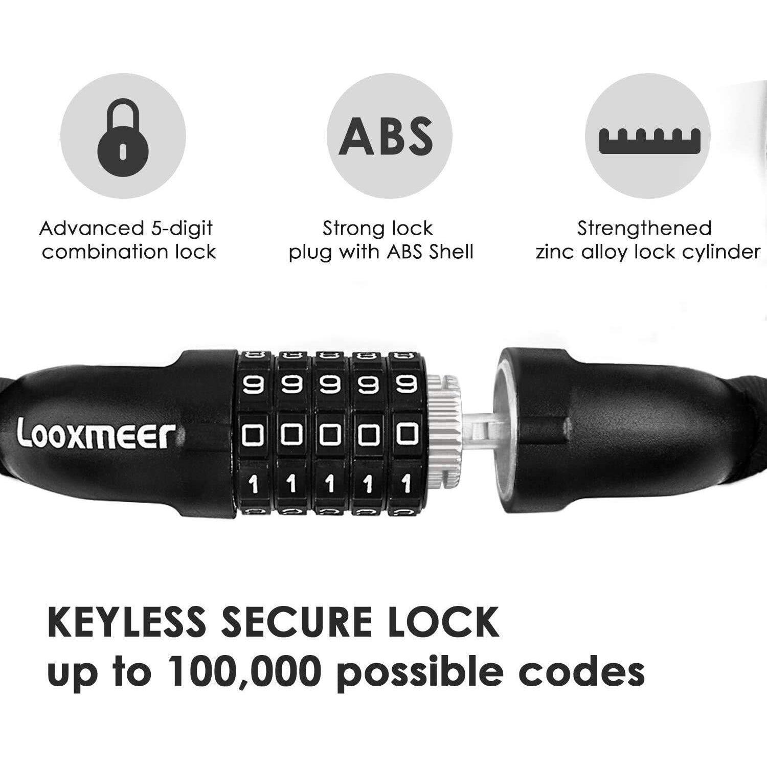 Best Bike Lock UK - Heavy Duty High Security 90cm 5-Digit Combination Chain Lock Cycling - Tophatter Daily Deals