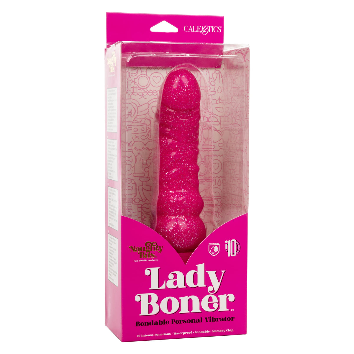 Naughty Bits Lady Boner Bendable Personal Vibrator Pink Glitter 10 Function Waterproof > Vibrators > Realistic Vibrators - Tophatter Daily Deals