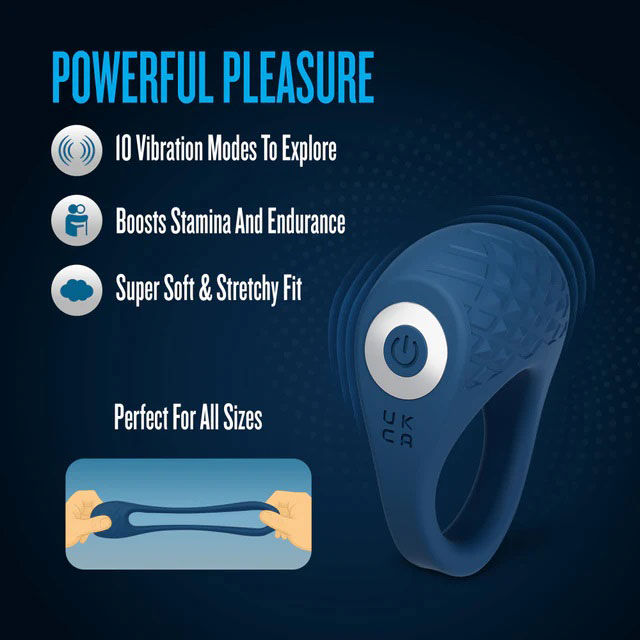 Performance Plus Flex Pro (Blue) – Premium Vibrating Cock Ring with 10 Modes and Textured C-Stim Pad > Cock Ring > Vibrating - Tophatter Daily Deals