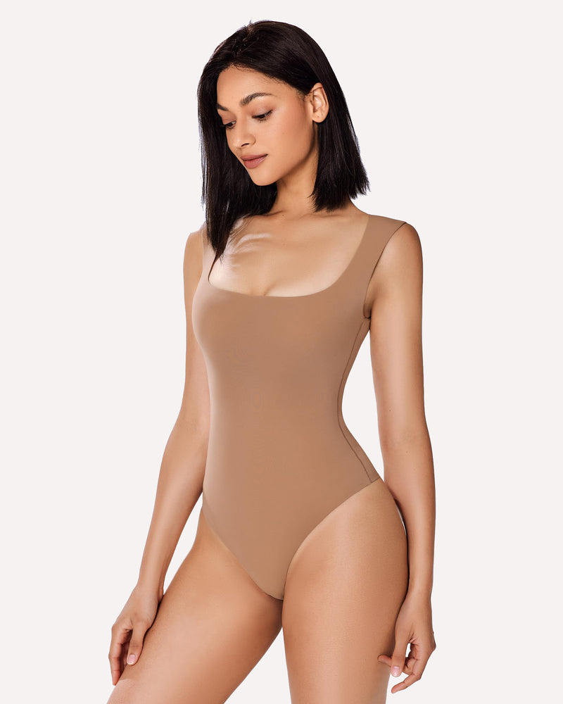 Square Neck Double Lined Bodysuit (DE Only) Lingeries-Bodysuits - Tophatter Daily Deals