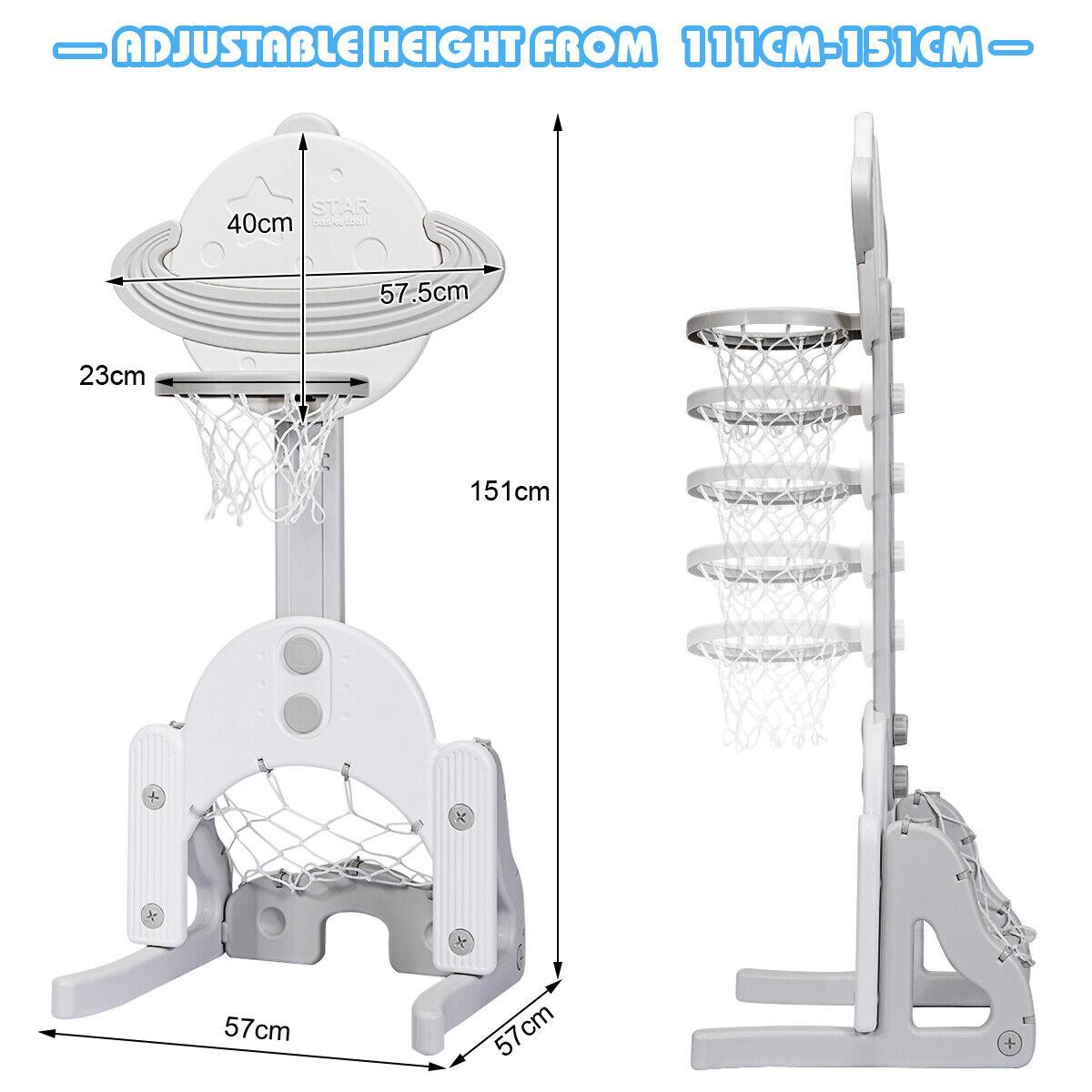 Adjustable Basketball Hoop - Kids Basketball Stand 3 in 1 Basketball Hoop Soccer Golf Kit Adjustable Toy Set Sports & Outdoor - Tophatter Daily Deals