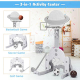Adjustable Basketball Hoop - Kids Basketball Stand 3 in 1 Basketball Hoop Soccer Golf Kit Adjustable Toy Set Sports & Outdoor - Tophatter Daily Deals