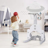 Adjustable Basketball Hoop - Kids Basketball Stand 3 in 1 Basketball Hoop Soccer Golf Kit Adjustable Toy Set Sports & Outdoor - Tophatter Daily Deals