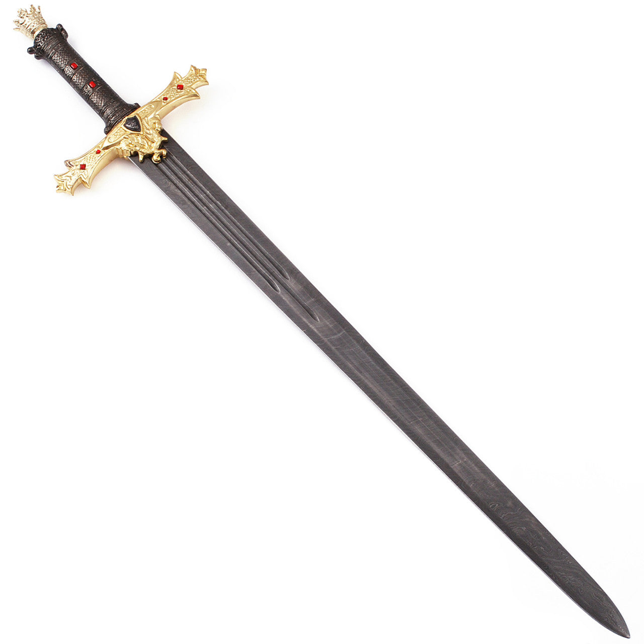 King Arthur Excalibur Gold Damascus Steel Sword Swords - Tophatter Daily Deals