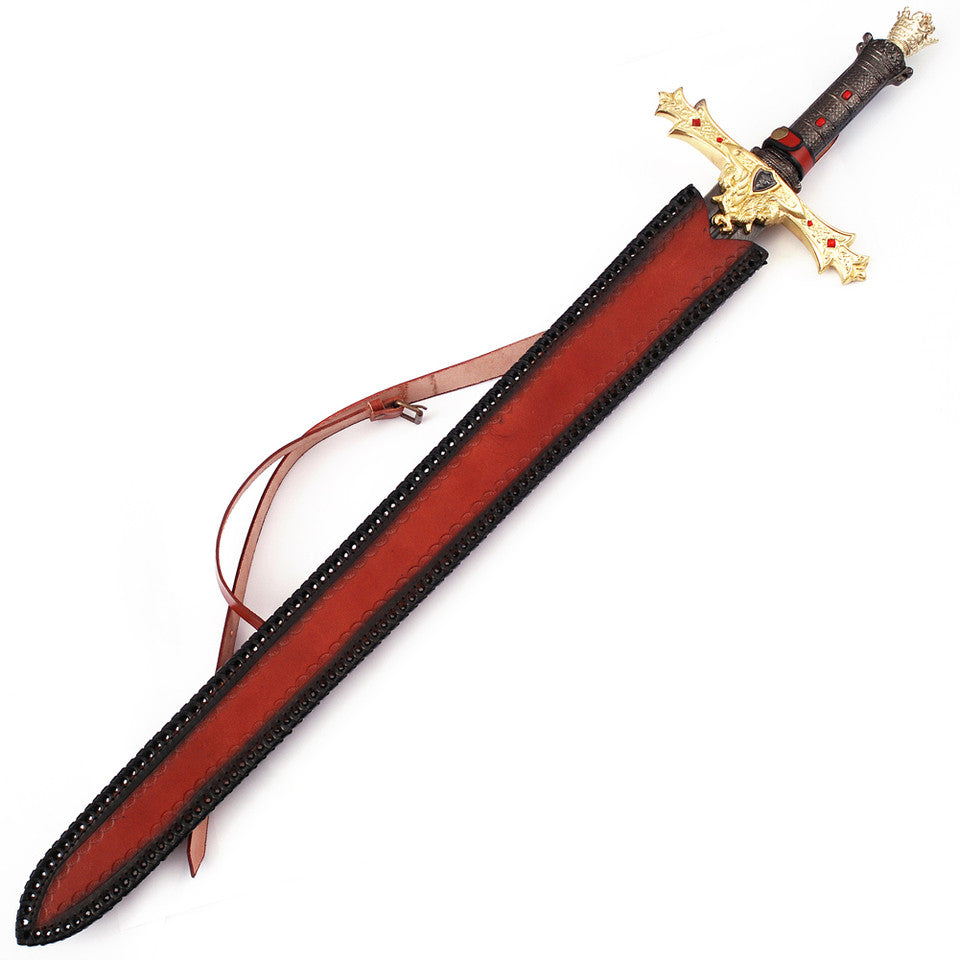 King Arthur Excalibur Gold Damascus Steel Sword Swords - Tophatter Daily Deals