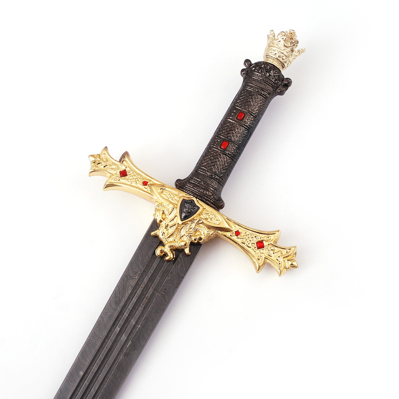 King Arthur Excalibur Gold Damascus Steel Sword Swords - Tophatter Daily Deals
