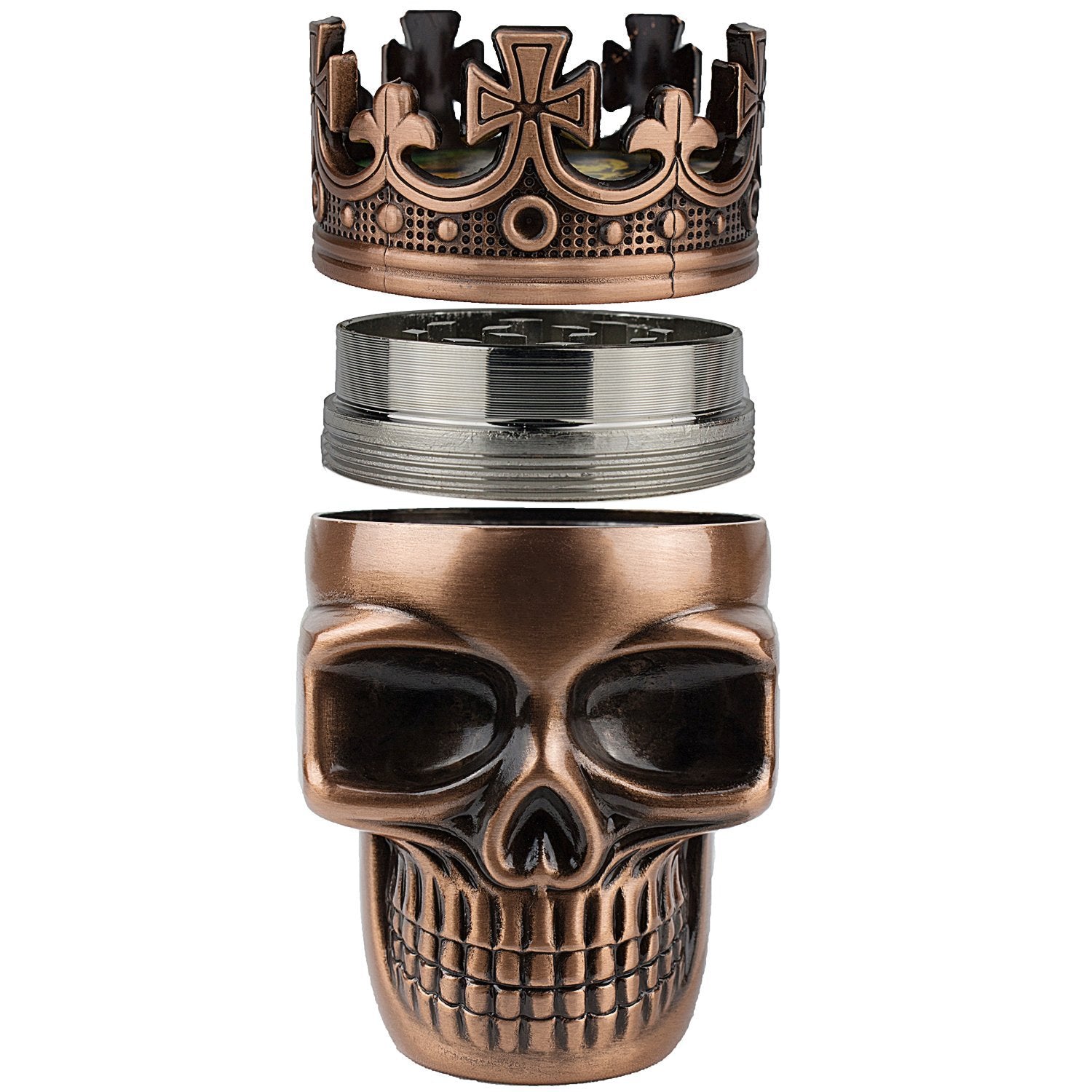Crowned Skull Herb Grinder King Skull Tobacco Mill - 2 Colors Smoking Accessories - Tophatter Daily Deals