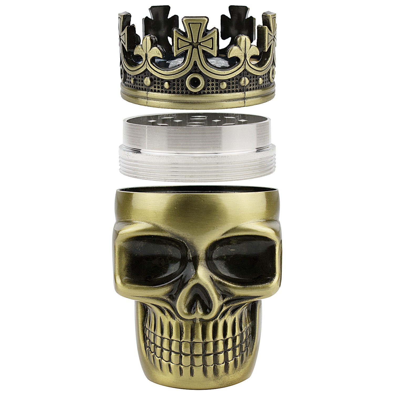 Crowned Skull Herb Grinder King Skull Tobacco Mill - 2 Colors Smoking Accessories - Tophatter Daily Deals