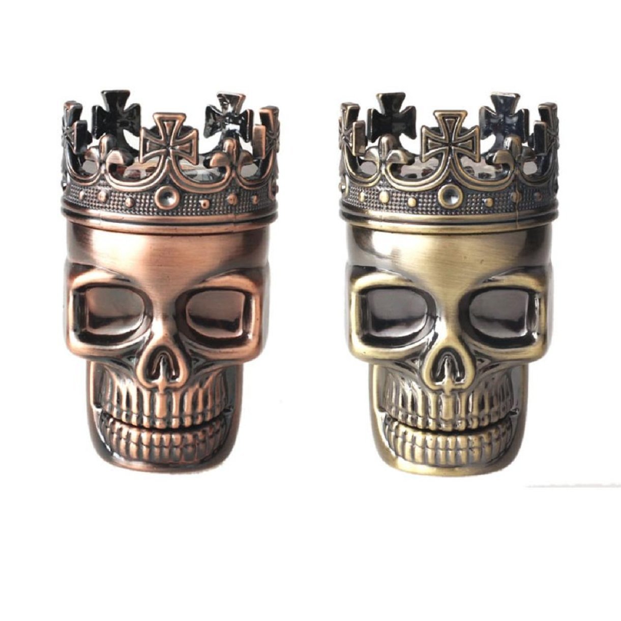 Crowned Skull Herb Grinder King Skull Tobacco Mill - 2 Colors Smoking Accessories - Tophatter Daily Deals