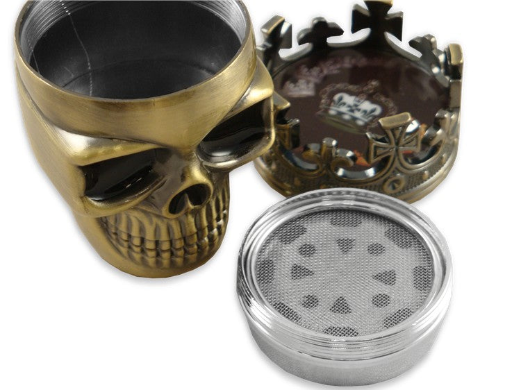 Crowned Skull Herb Grinder King Skull Tobacco Mill - 2 Colors Smoking Accessories - Tophatter Daily Deals