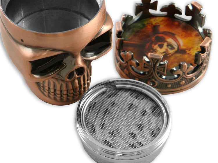 Crowned Skull Herb Grinder King Skull Tobacco Mill - 2 Colors Smoking Accessories - Tophatter Daily Deals