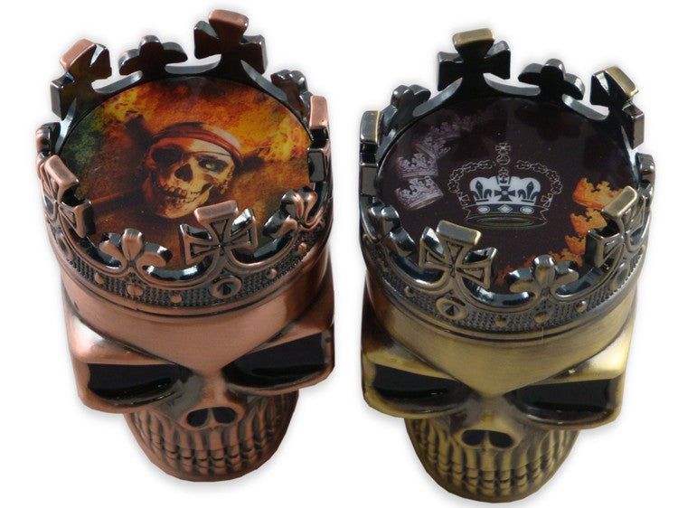 Crowned Skull Herb Grinder King Skull Tobacco Mill - 2 Colors Smoking Accessories - Tophatter Daily Deals