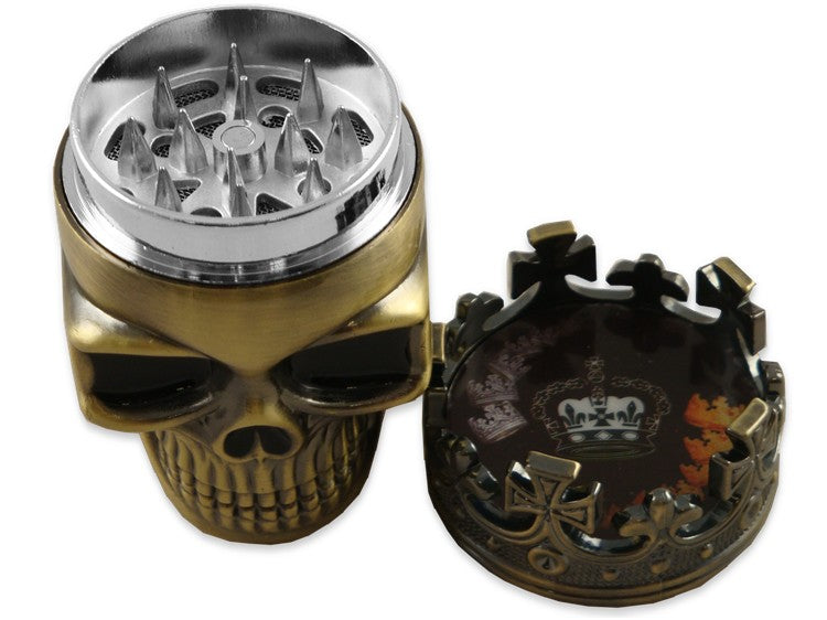 Crowned Skull Herb Grinder King Skull Tobacco Mill - 2 Colors Smoking Accessories - Tophatter Daily Deals