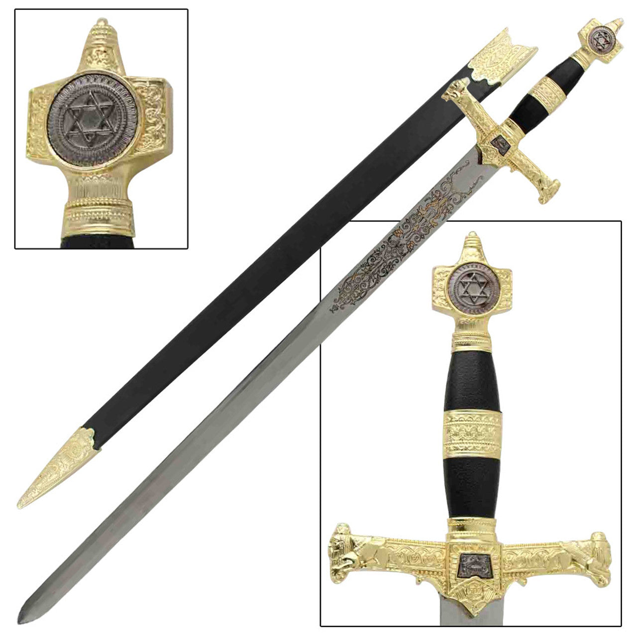 King Solomon Medieval Crusader Replica Short sword Black Swords - Tophatter Daily Deals