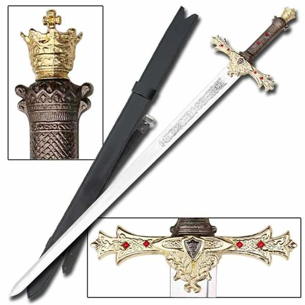 King Arthur's Excalibur Sword Gold Medieval Knight Replica - Tophatter's Guns'N'Weapons Store Collectible Weapons - Tophatter Daily Deals