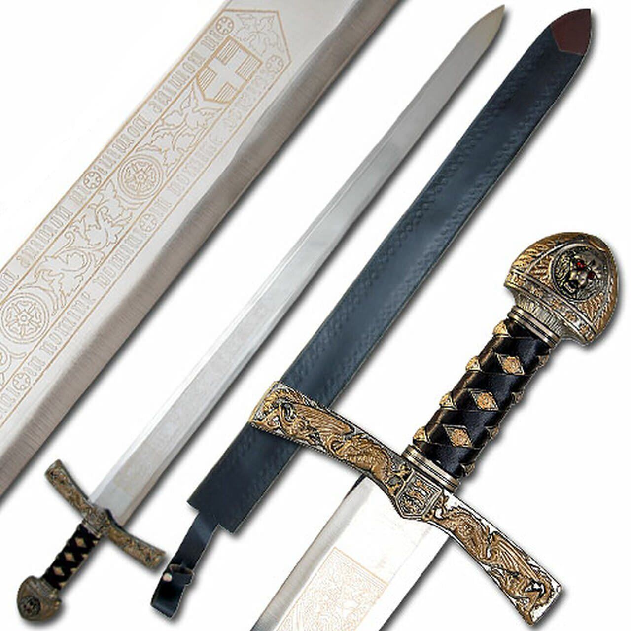 King Richard the Lionheart Sword Lion Crested Medieval Ceremonial Longsword - Tophatter's Army Products & Self Defense Collectible Weapons - Tophatter Daily Deals