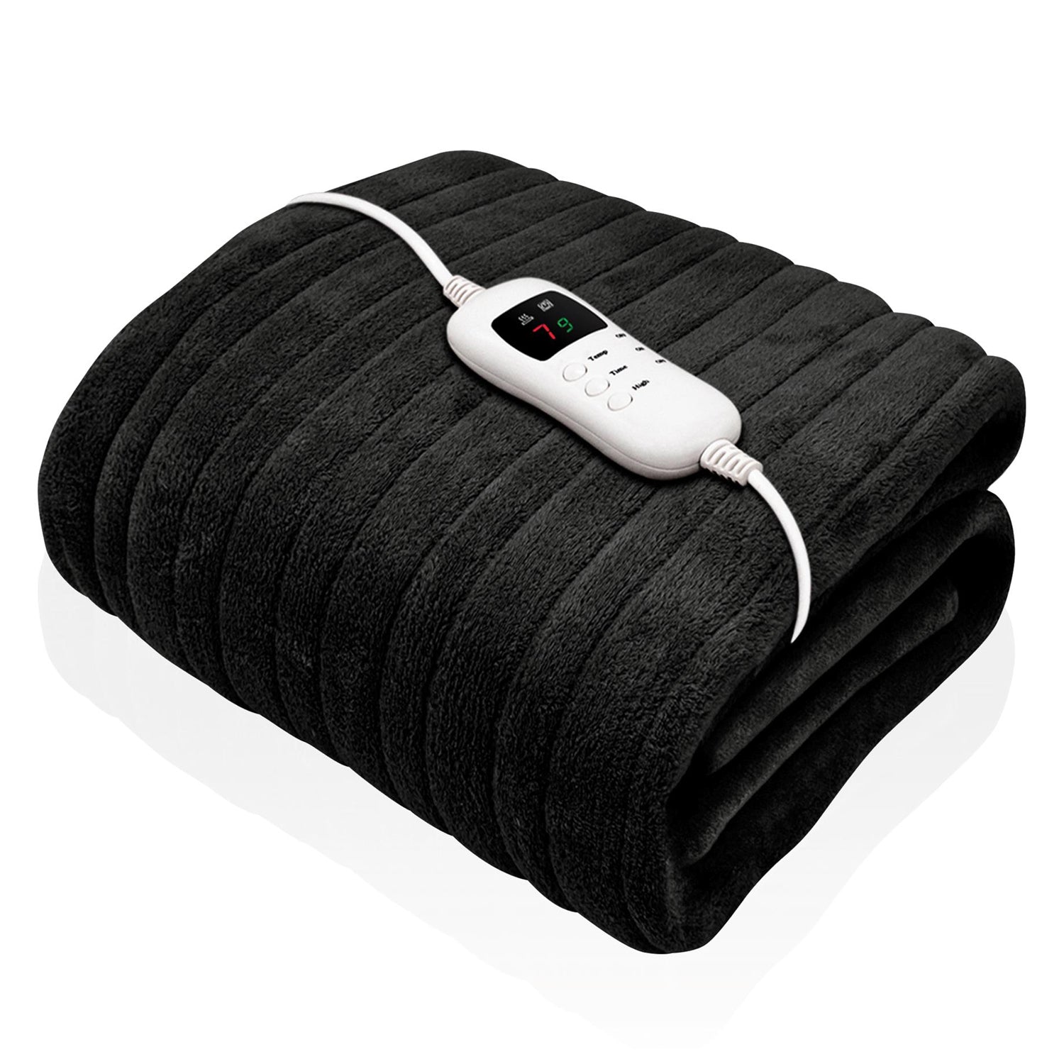 King Size Electric Blankets - 3 Heat Settings Single Double King Size Super Soft Cosy Fleece Blanket Black - 160 x 120 cm Blankets - Tophatter Daily Deals