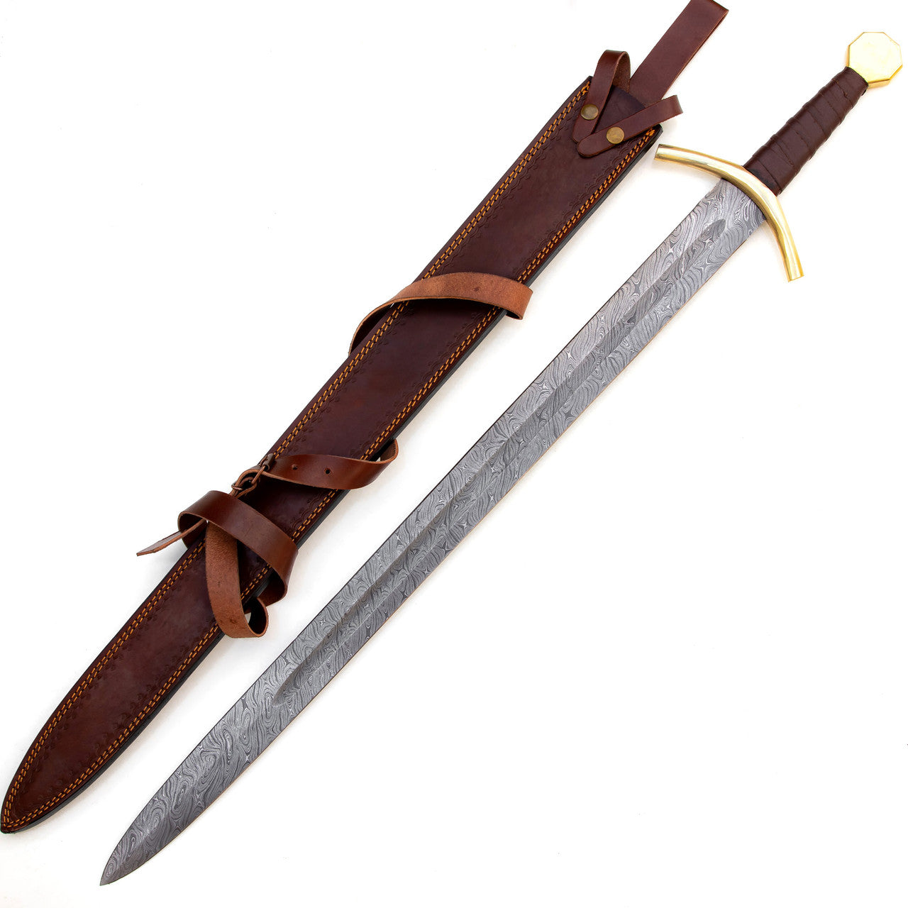 Kingslayer Damascus Steel Full Tang Medieval Arming Style Sword Swords - Tophatter Daily Deals