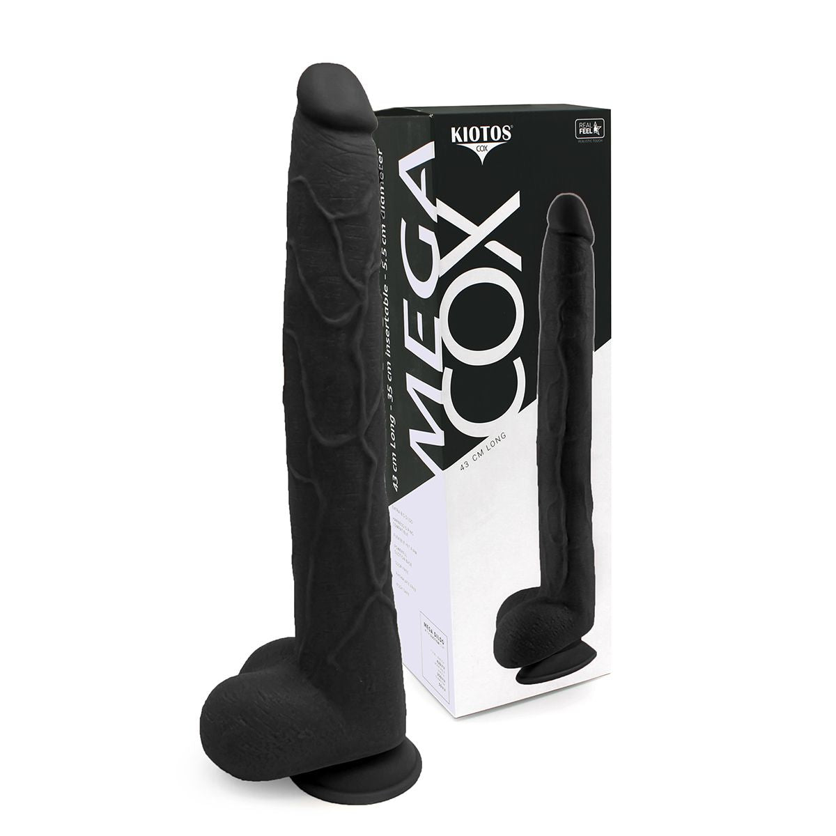 Kiotos Cox Mega Black 04 Large Realistic Suction Cup Dildo 43 cm > Dildos > Oversized Toys - Tophatter Daily Deals