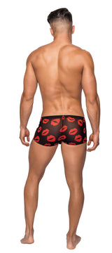 Kiss Me Sheer Black Mini Shorts With Kiss Print For Men - Small > Clothes > Mens Trunks - Tophatter Daily Deals