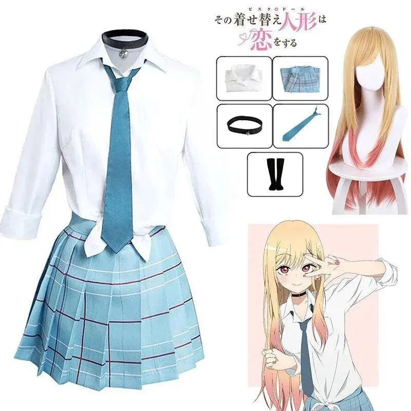 Kitagawa Marin Cosplay Anime My Dress Up Darling Kitagawa Marin Cosplay Costume Dresses School Uniform Wig Earrings Suit Girls - Tophatter Daily Deals