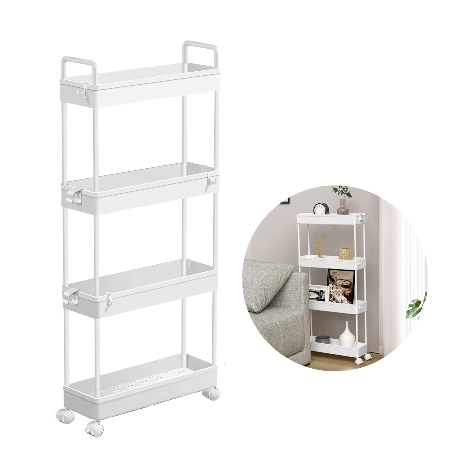 Kitchen Storage Trolley – Adjustable 4 Tier Cart with Baskets Utility Vegetable Mobile Rack Kitchen - Tophatter Daily Deals