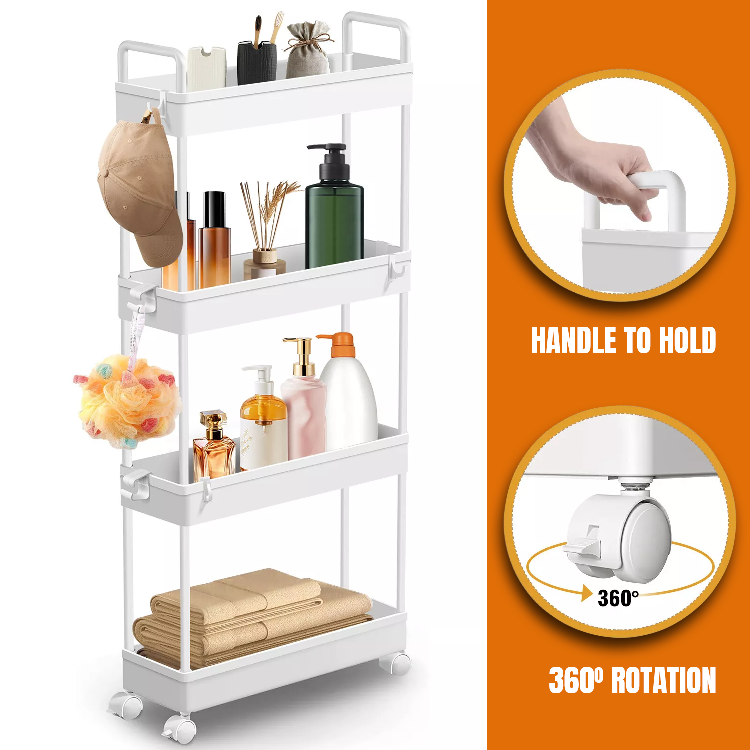 Kitchen Storage Trolley – Adjustable 4 Tier Cart with Baskets Utility Vegetable Mobile Rack Kitchen - Tophatter Daily Deals