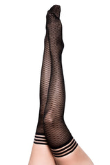 Kixies BethAnne Black Honeycomb Thigh High Stockings Size A > Clothes > Hosiery > Stockings - Tophatter Daily Deals
