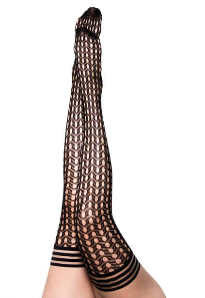 Kixies Mimi Size C Black Circle Fishnet Thigh High Stockings > Clothes > Hosiery > Stockings - Tophatter Daily Deals