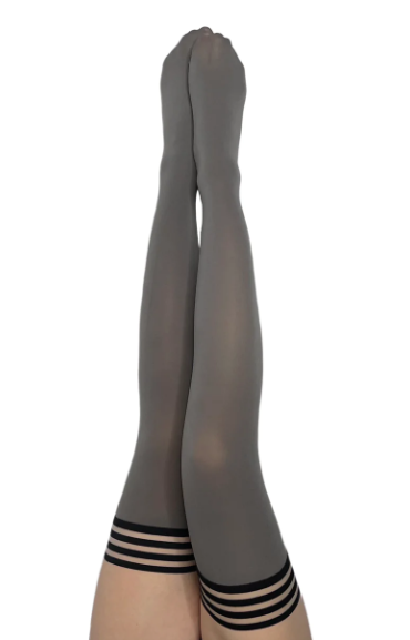 Kixies Sierra Grey Opaque Thigh-High Tights Size B > Clothes > Hosiery > Stockings - Tophatter Daily Deals