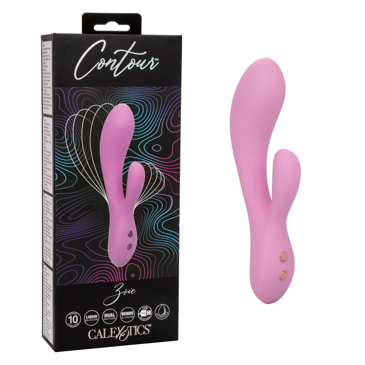 Contour Zoie Pink Flexible Dual Massager with 10 Vibration Functions and Silicone Design > Vibrators > Ladies > Rabbit - Tophatter Daily Deals