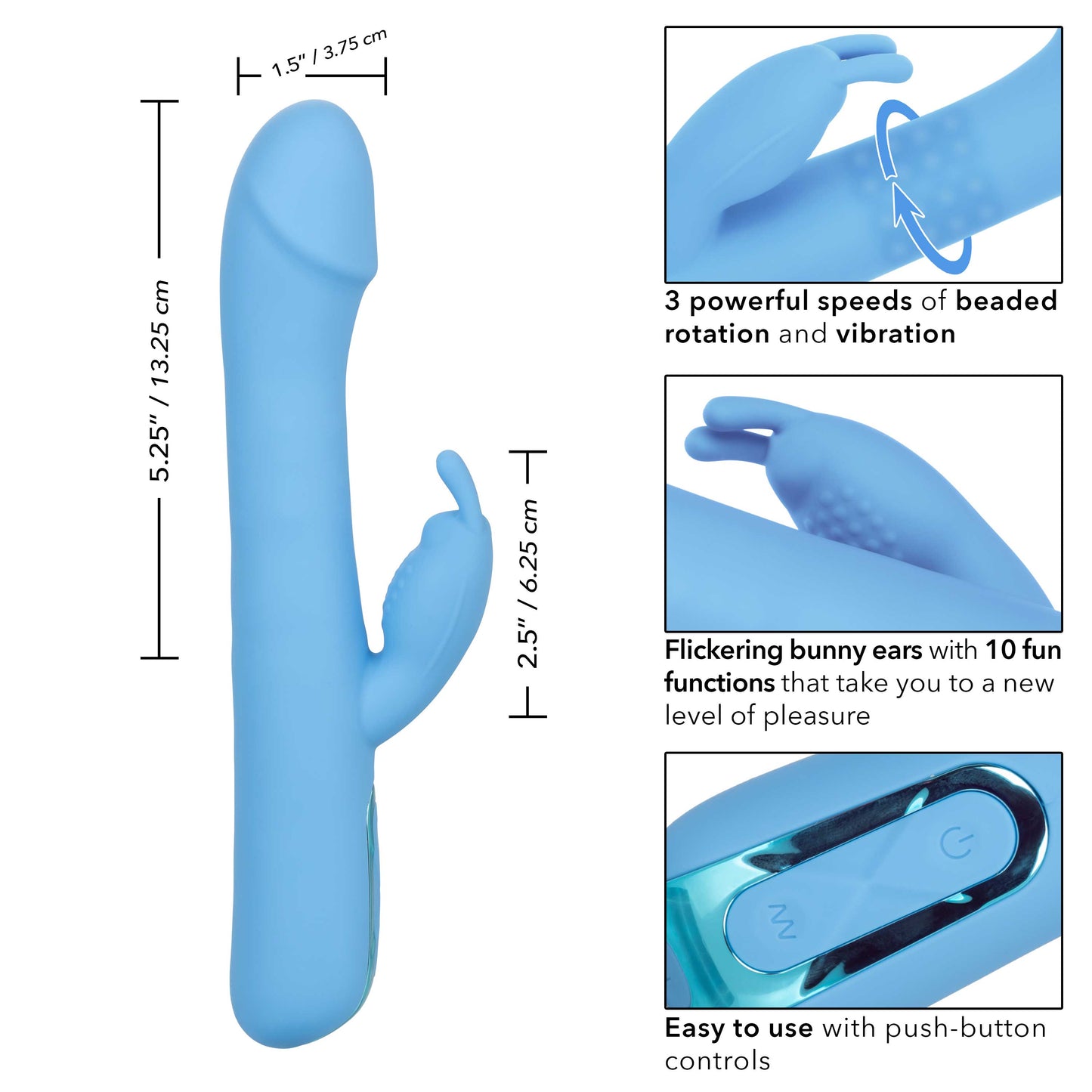 Jack Rabbit Elite Rotating Rabbit Vibrator with 10 Functions Blue > Vibrators > Ladies > Rabbit - Tophatter Daily Deals