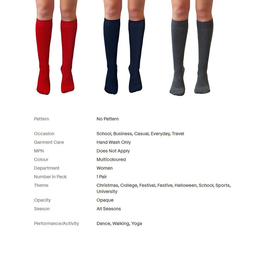 Knee High Pop Socks - Ladies Knee High Pop Cotton Socks Assorted Colours Back To School Girl Apparel & Accessories - Tophatter Daily Deals