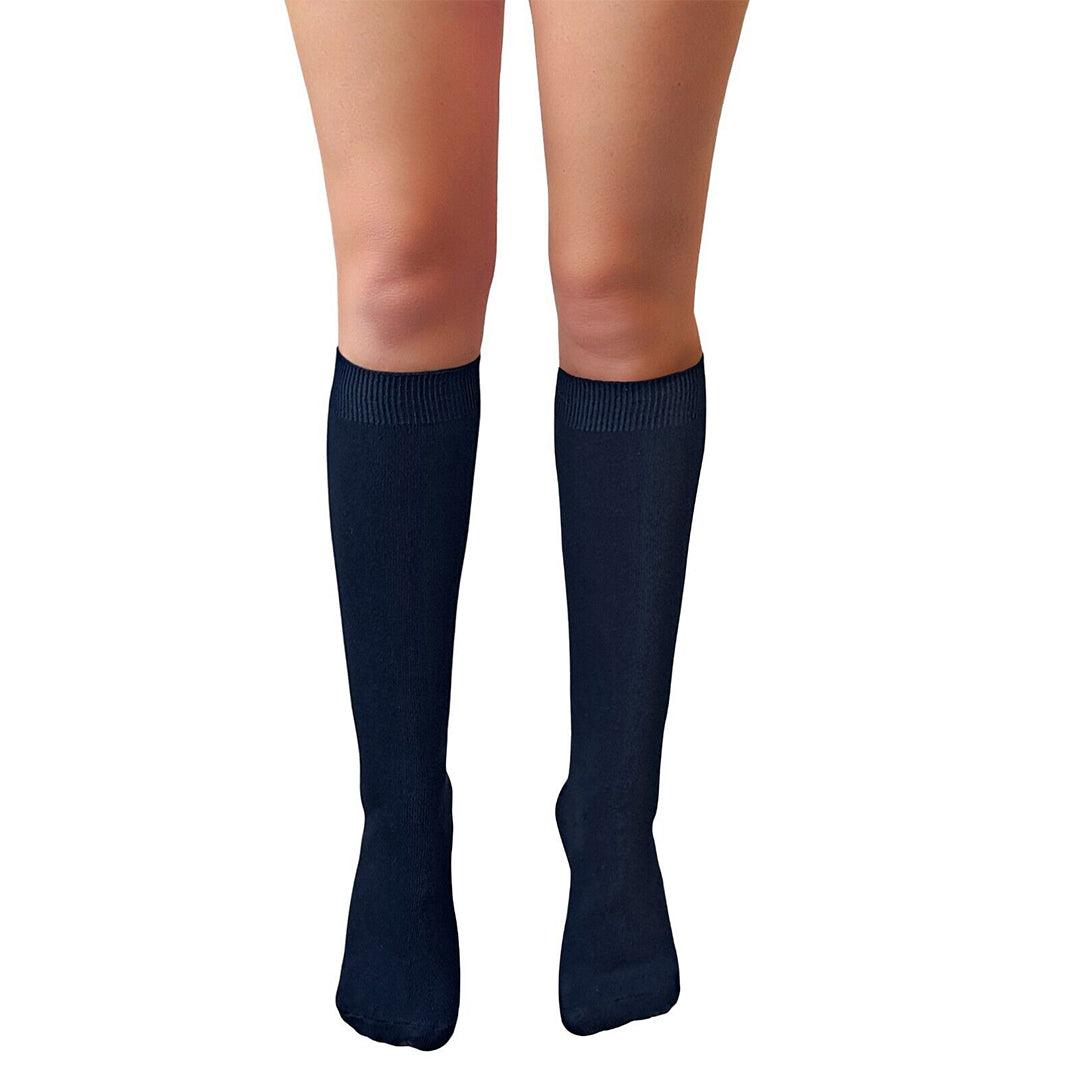 Knee High Pop Socks - Ladies Knee High Pop Cotton Socks Assorted Colours Back To School Girl Navy Apparel & Accessories - Tophatter Daily Deals