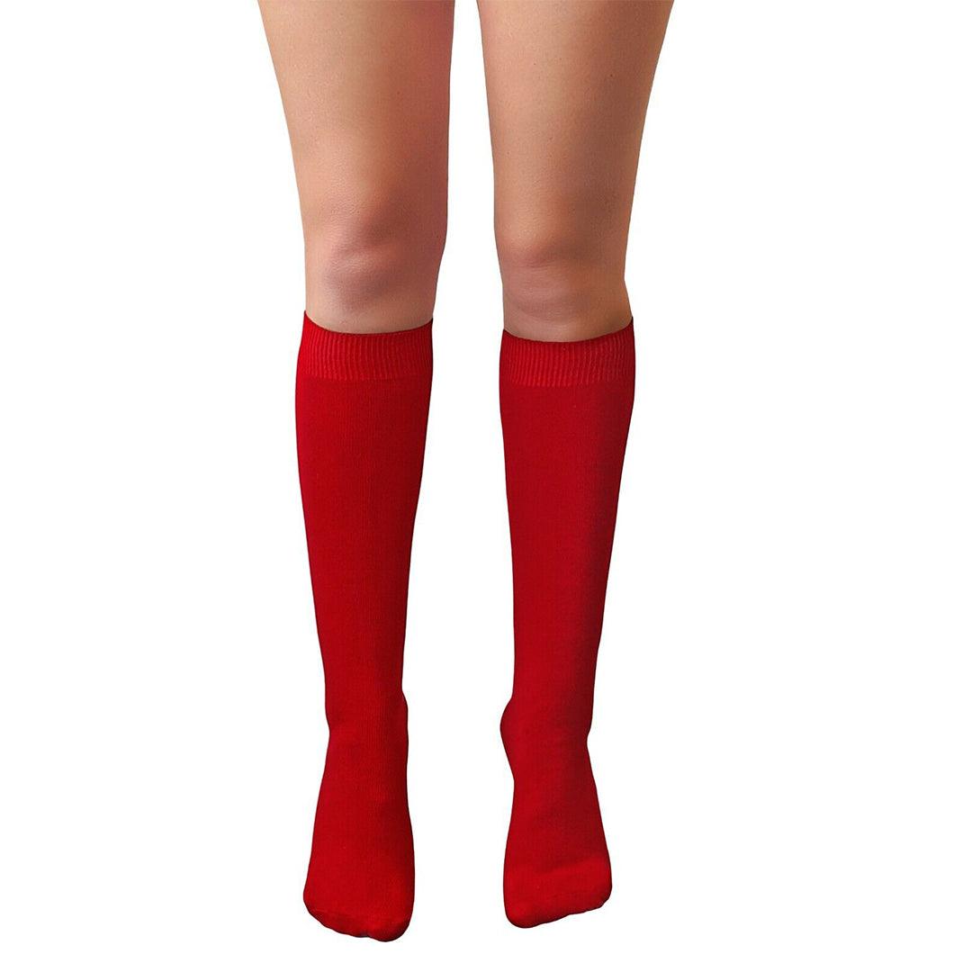 Knee High Pop Socks - Ladies Knee High Pop Cotton Socks Assorted Colours Back To School Girl Red Apparel & Accessories - Tophatter Daily Deals