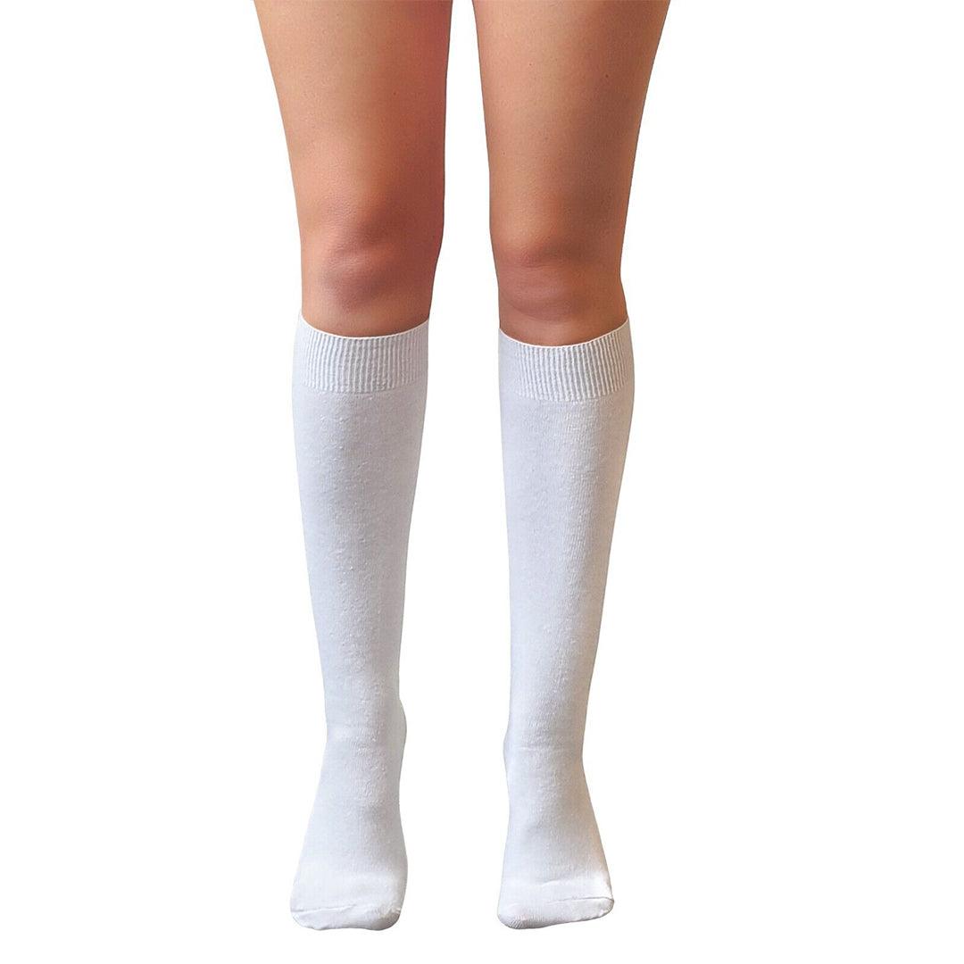 Knee High Pop Socks - Ladies Knee High Pop Cotton Socks Assorted Colours Back To School Girl White Apparel & Accessories - Tophatter Daily Deals