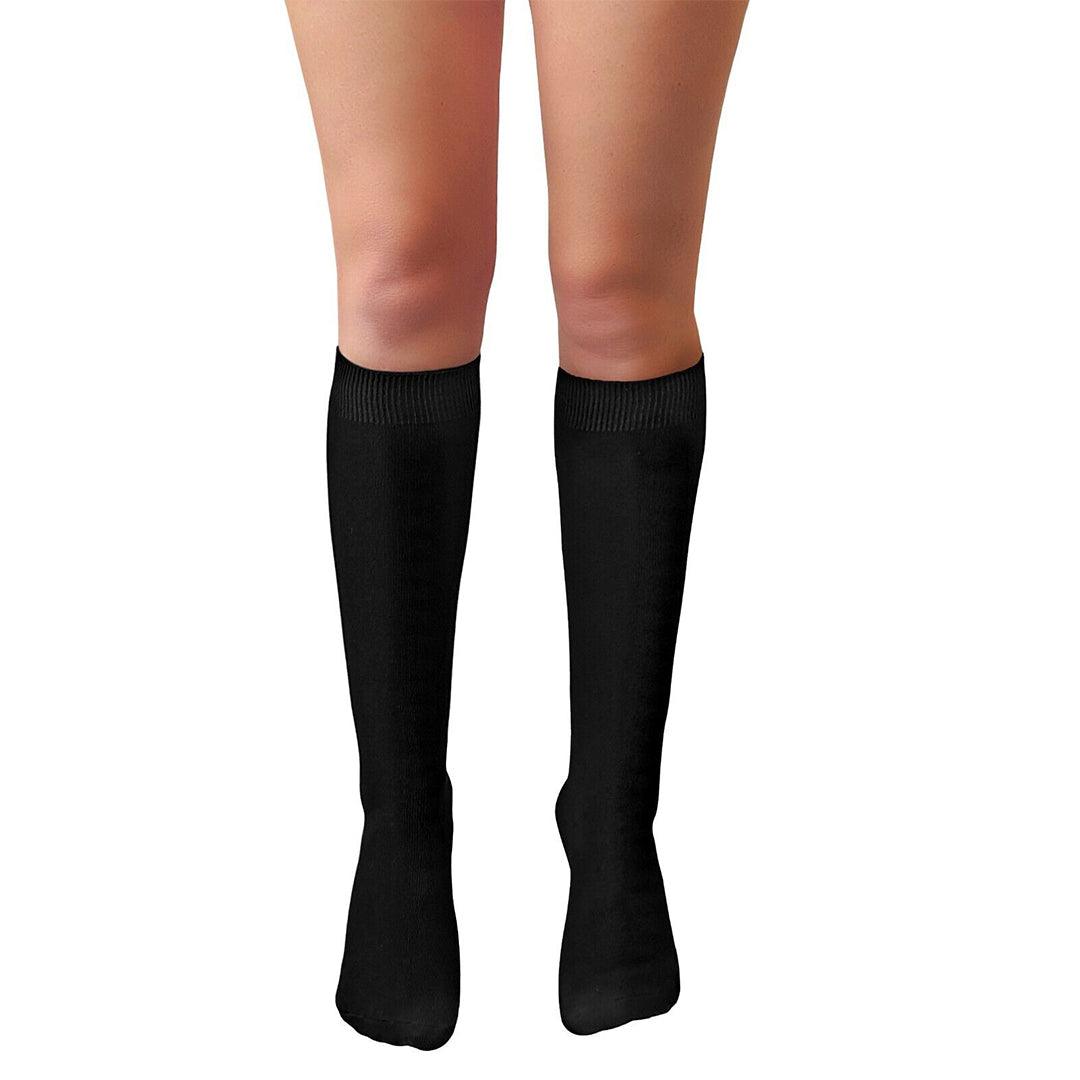 Knee High Pop Socks - Ladies Knee High Pop Cotton Socks Assorted Colours Back To School Girl Black Apparel & Accessories - Tophatter Daily Deals