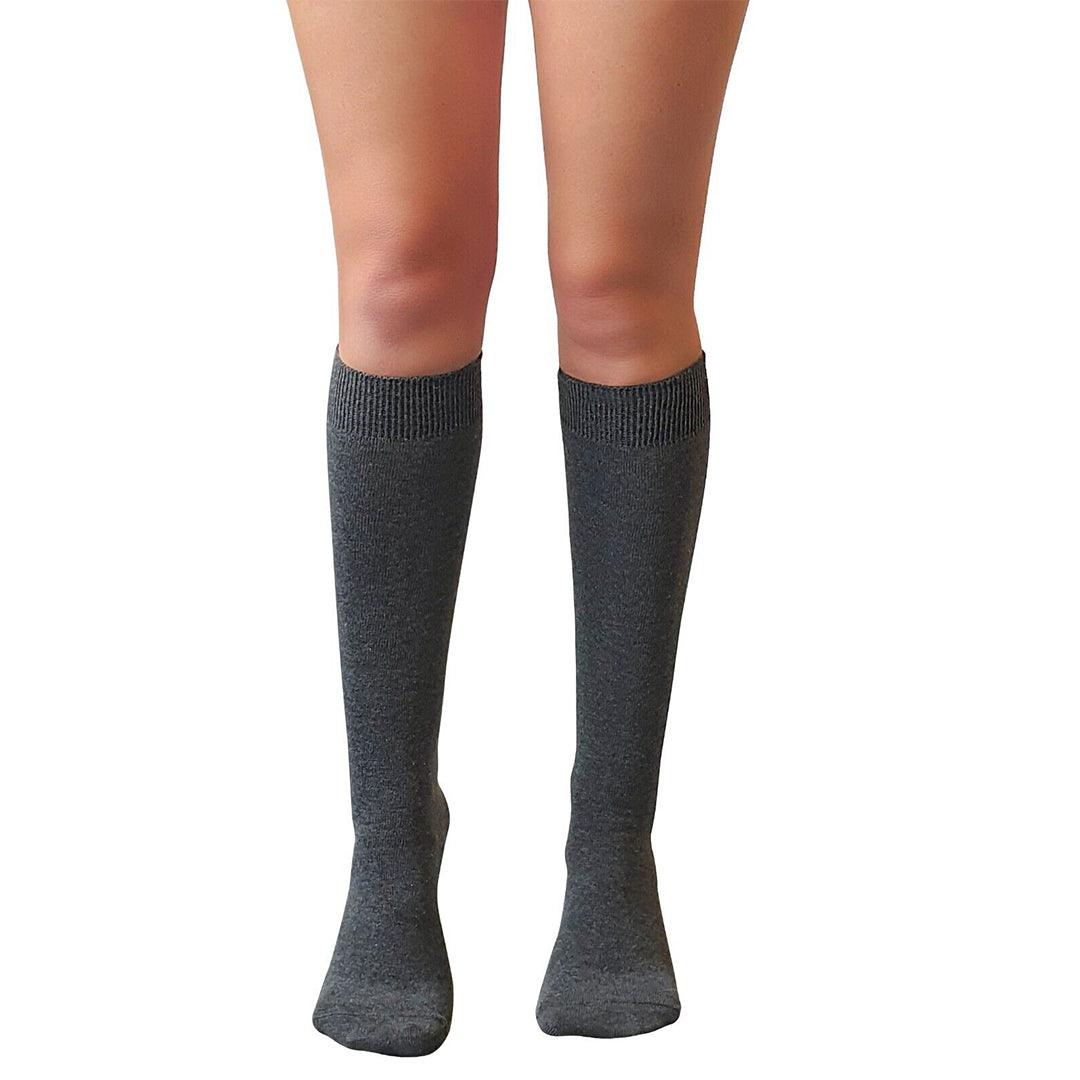 Knee High Pop Socks - Ladies Knee High Pop Cotton Socks Assorted Colours Back To School Girl Grey Apparel & Accessories - Tophatter Daily Deals