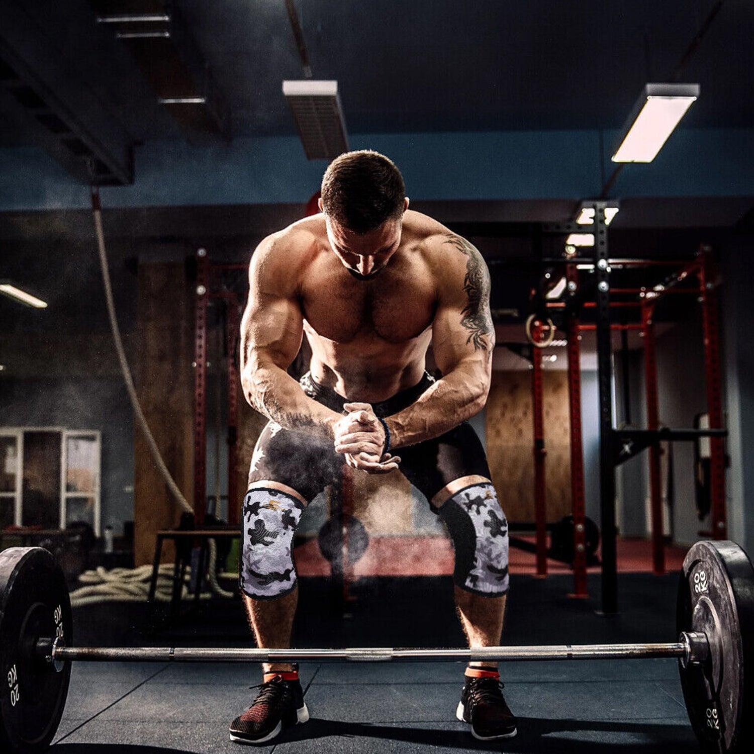 Compressor Knee Sleeve - Knee Sleeve Pair Power Lifting Support Brace Protector Weight Lifting Exercise & Fitness - Tophatter Daily Deals