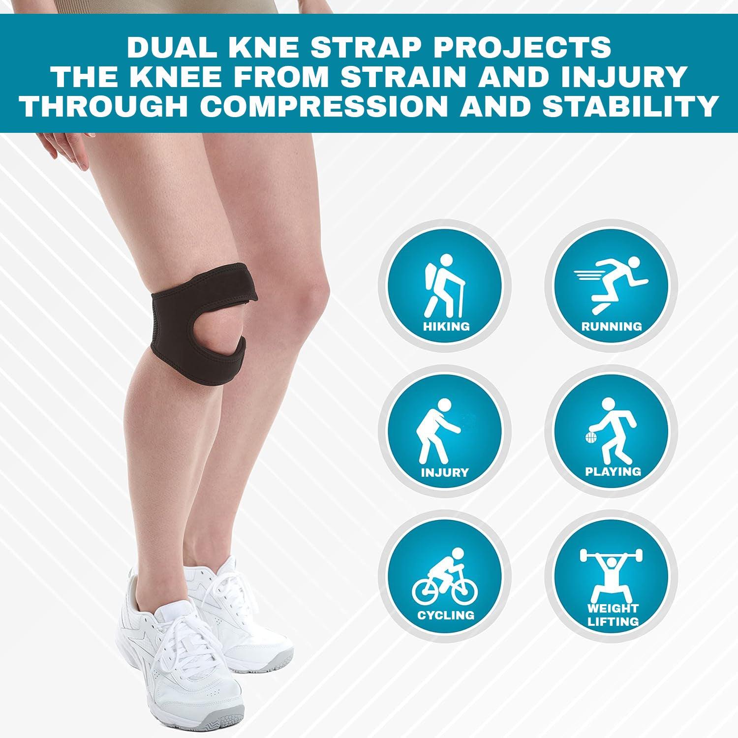 Patella Knee Strap - Knee Support Tendon Straps Running Sports Pain Neoprene Brace Arthritis Exercise & Fitness - Tophatter Daily Deals