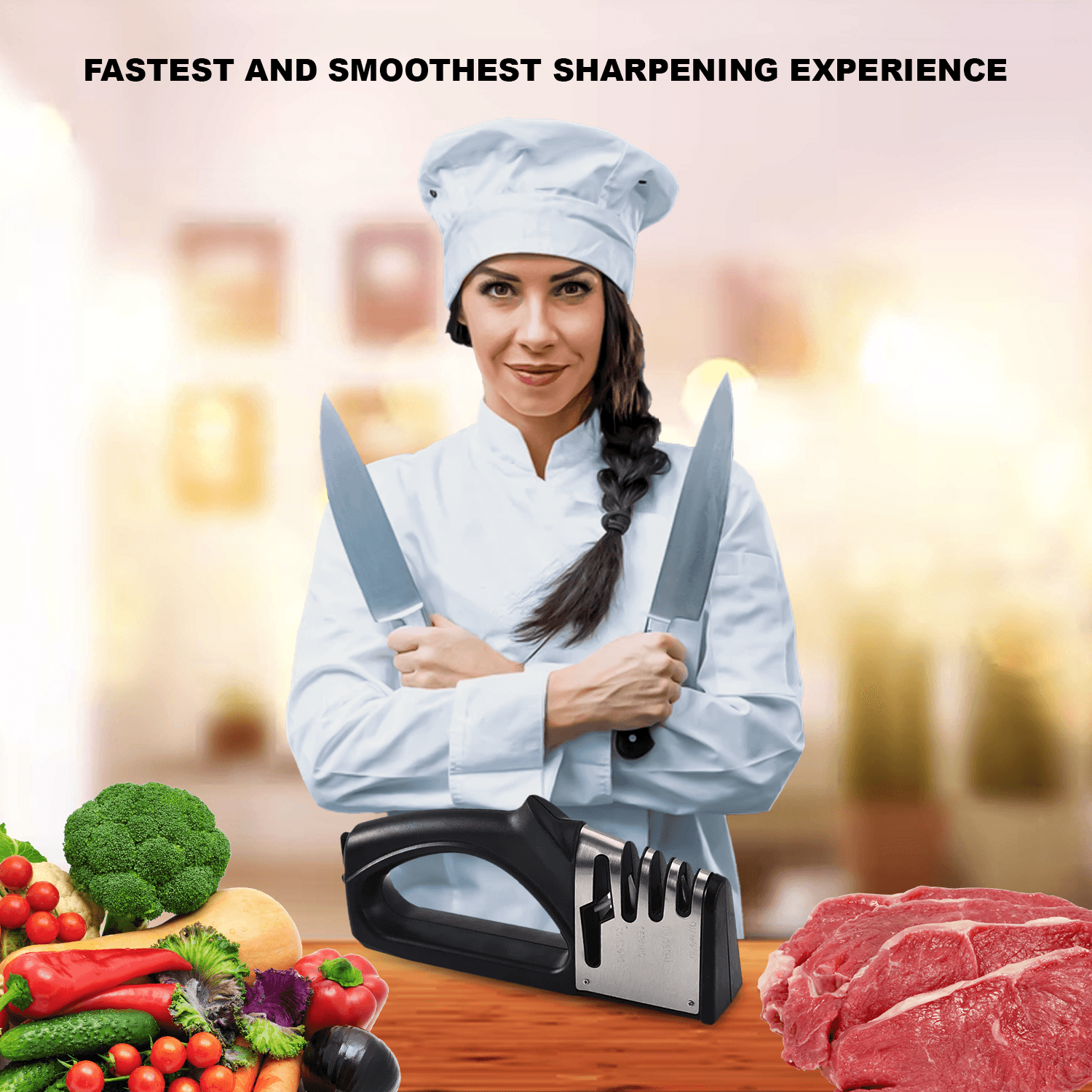 Kitchen Knife Sharpener – 4 in 1 Diamond Knife Grinder for Knives & Scissors | Multi-Tool Sharpener Household - Tophatter Daily Deals