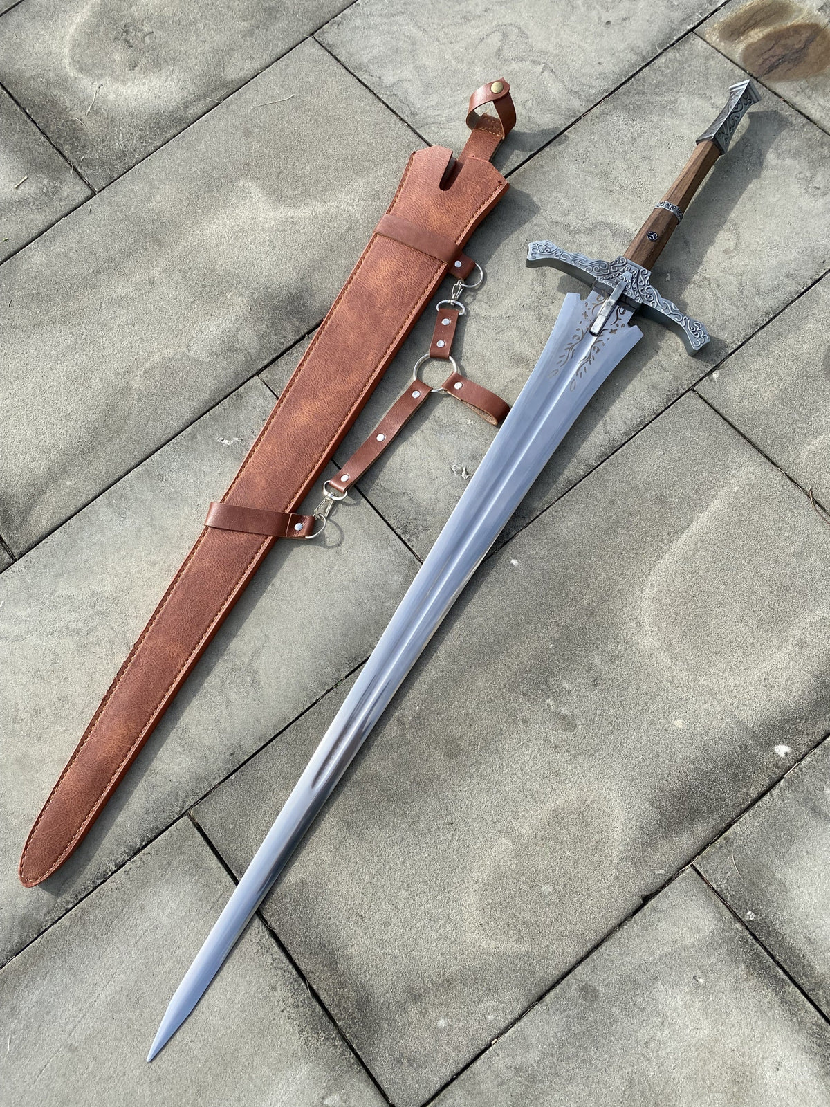 Knight's Greatsword Life-Size Metal Replica Sword & Sheath - Tophatter Daily Deals