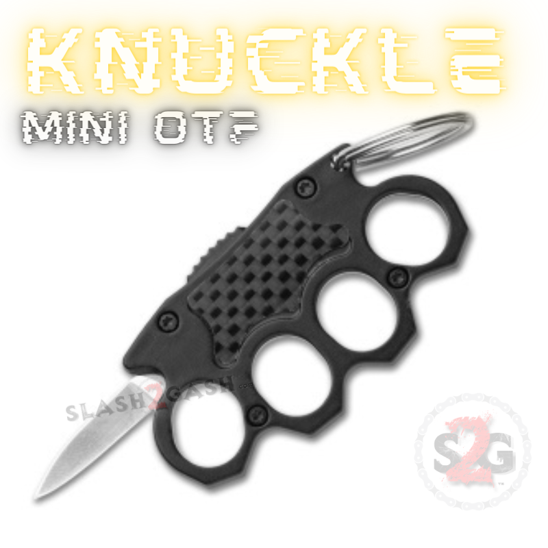 Mini Knuckle OTF Key Chain Knife Small Automatic Switchblade - Carbon Fiber Knife-OTF - Tophatter Daily Deals
