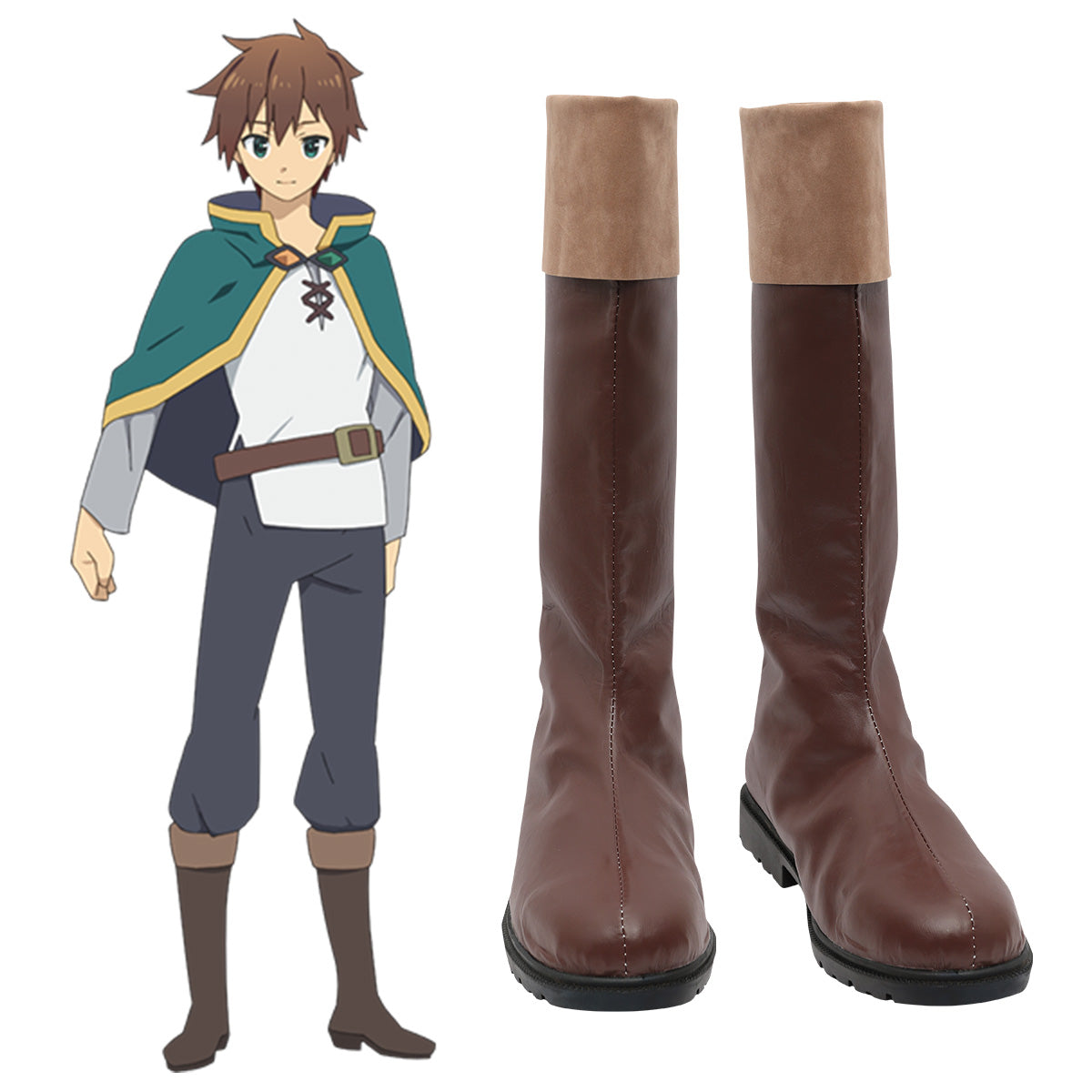 Kono Subarashii Sekai ni Shukufuku o Kazuma Sato Brown Shoes Cosplay Boots - A Edition Shoes/Boots - Tophatter Daily Deals