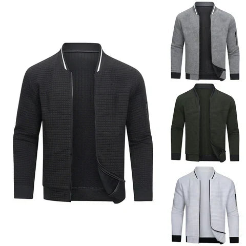 Warm Men’s Zip Pullover - Bomber Style, Knit, For Winter - Tophatter Daily Deals