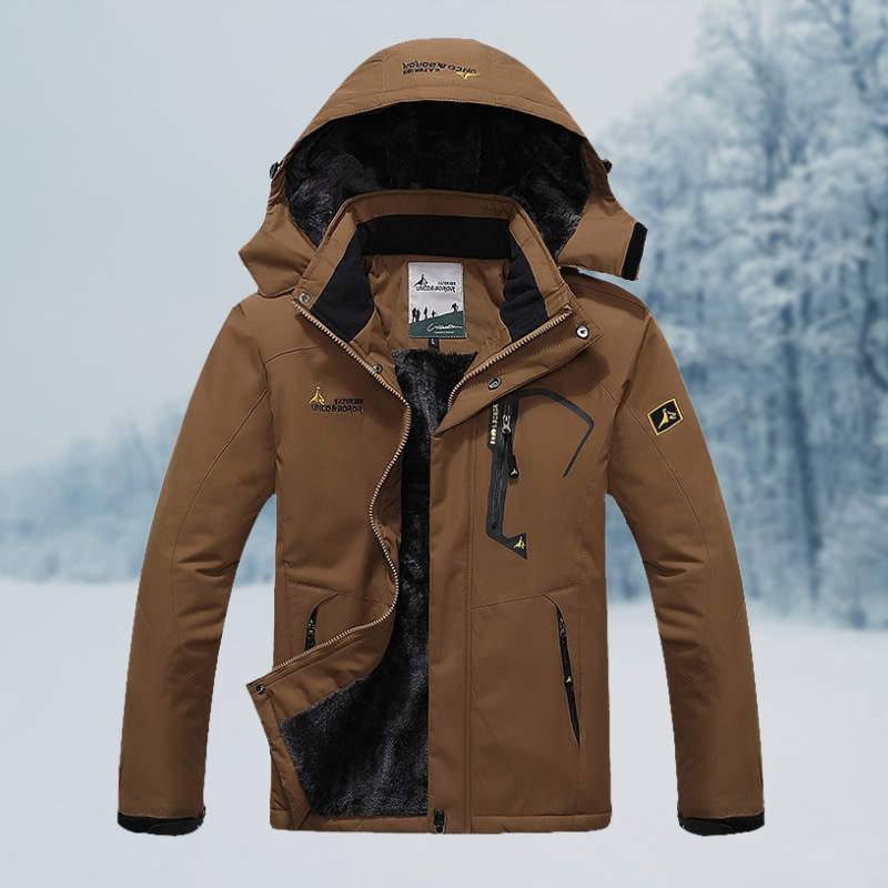 Windproof Men's Winter Jacket - Structured, Cotton, Commute Brown - Tophatter Daily Deals